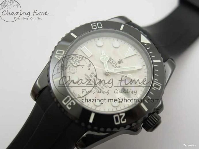 5GF Black Black Best SA3135 Cream Ceramic Dial Submariner on 40mm Strap Rubber Edition 1224